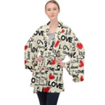 Love Abstract Background Love Textures Long Sleeve Velvet Kimono 