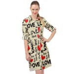 Love Abstract Background Love Textures Long Sleeve Mini Shirt Dress