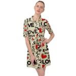 Love Abstract Background Love Textures Belted Shirt Dress