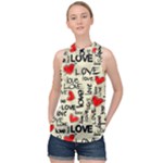 Love Abstract Background Love Textures High Neck Satin Top