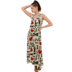 Love Abstract Background Love Textures V-Neck Chiffon Maxi Dress