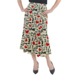 Love Abstract Background Love Textures Midi Mermaid Skirt