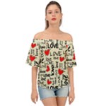 Love Abstract Background Love Textures Off Shoulder Short Sleeve Top