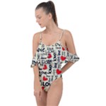 Love Abstract Background Love Textures Drape Piece Swimsuit