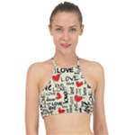 Love Abstract Background Love Textures Halter Bikini Top