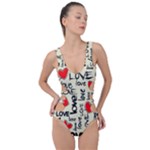 Love Abstract Background Love Textures Side Cut Out Swimsuit