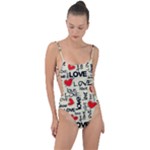 Love Abstract Background Love Textures Tie Strap One Piece Swimsuit