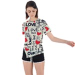 Love Abstract Background Love Textures Asymmetrical Short Sleeve Sports T-Shirt