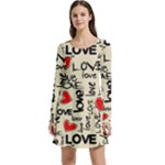 Love Abstract Background Love Textures Long Sleeve Velour Skater Dress