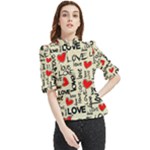 Love Abstract Background Love Textures Frill Neck Blouse