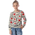 Love Abstract Background Love Textures Kids  Long Sleeve T-Shirt with Frill 