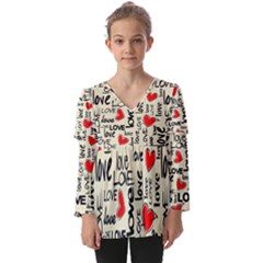 Kids  V Neck Casual Top 