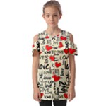 Love Abstract Background Love Textures Fold Over Open Sleeve Top