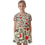 Love Abstract Background Love Textures Kids  Short Sleeve Pinafore Style Dress