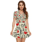 Love Abstract Background Love Textures V-Neck High Waist Chiffon Mini Dress