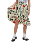 Love Abstract Background Love Textures Kids  Ruffle Flared Wrap Midi Skirt