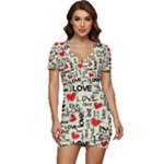 Love Abstract Background Love Textures Low Cut Cap Sleeve Mini Dress