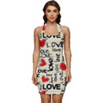 Love Abstract Background Love Textures Sleeveless Wide Square Neckline Ruched Bodycon Dress