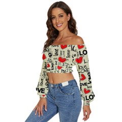 Long Sleeve Crinkled Weave Crop Top 