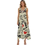 Love Abstract Background Love Textures V-Neck Sleeveless Wide Leg Pants Overalls