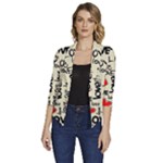 Love Abstract Background Love Textures Women s Draped Front 3/4 Sleeve Shawl Collar Jacket