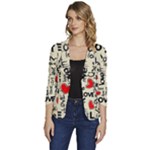 Love Abstract Background Love Textures Women s One-Button 3/4 Sleeve Short Jacket