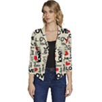 Love Abstract Background Love Textures Women s Casual 3/4 Sleeve Spring Jacket