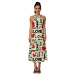 Love Abstract Background Love Textures Sleeveless Cross Front Cocktail Midi Chiffon Dress