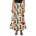 Love Abstract Background Love Textures Tiered Ruffle Maxi Skirt