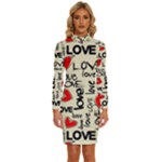 Love Abstract Background Love Textures Long Sleeve Shirt Collar Bodycon Dress