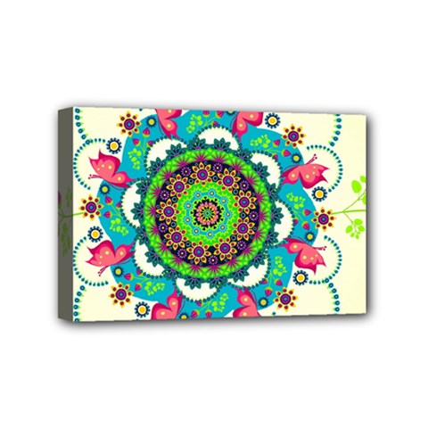 Mandala Flowers, Abstract, Butterflies, Floral, Pattern Mini Canvas 6  x 4  (Stretched) from ArtsNow.com