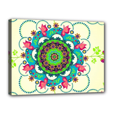 Mandala Flowers, Abstract, Butterflies, Floral, Pattern Canvas 16  x 12  (Stretched) from ArtsNow.com