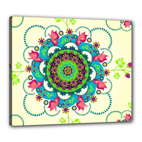 Mandala Flowers, Abstract, Butterflies, Floral, Pattern Canvas 24  x 20  (Stretched) from ArtsNow.com