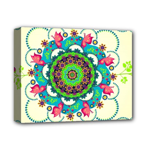 Mandala Flowers, Abstract, Butterflies, Floral, Pattern Deluxe Canvas 14  x 11  (Stretched) from ArtsNow.com