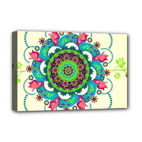 Mandala Flowers, Abstract, Butterflies, Floral, Pattern Deluxe Canvas 18  x 12  (Stretched) from ArtsNow.com