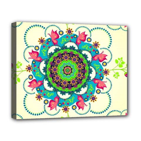 Mandala Flowers, Abstract, Butterflies, Floral, Pattern Deluxe Canvas 20  x 16  (Stretched) from ArtsNow.com