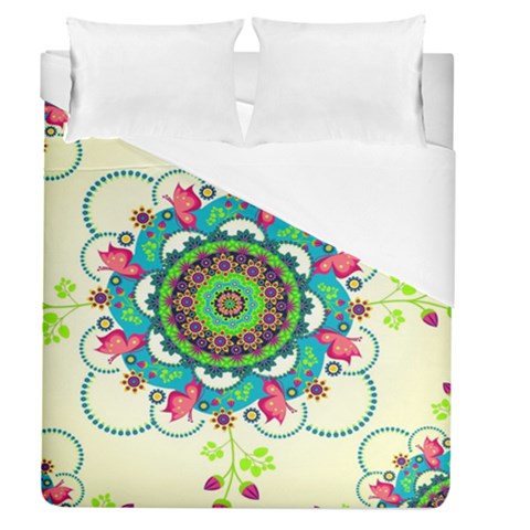 Mandala Flowers, Abstract, Butterflies, Floral, Pattern Duvet Cover (Queen Size) from ArtsNow.com