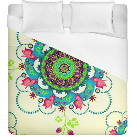 Mandala Flowers, Abstract, Butterflies, Floral, Pattern Duvet Cover (King Size) from ArtsNow.com