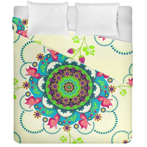 Mandala Flowers, Abstract, Butterflies, Floral, Pattern Duvet Cover Double Side (California King Size) from ArtsNow.com