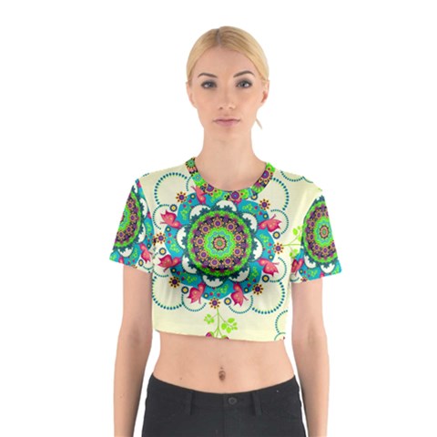 Mandala Flowers, Abstract, Butterflies, Floral, Pattern Cotton Crop Top from ArtsNow.com