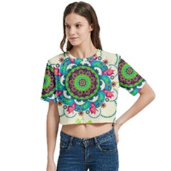 Women s Round Neck Short Sleeve Crop Top 