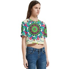 Women s Round Neck Short Sleeve Crop Top 