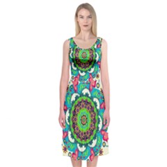 Mandala Flowers, Abstract, Butterflies, Floral, Pattern Midi Sleeveless Dress from ArtsNow.com