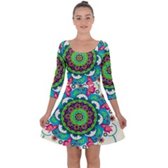 Quarter Sleeve Skater Dress 