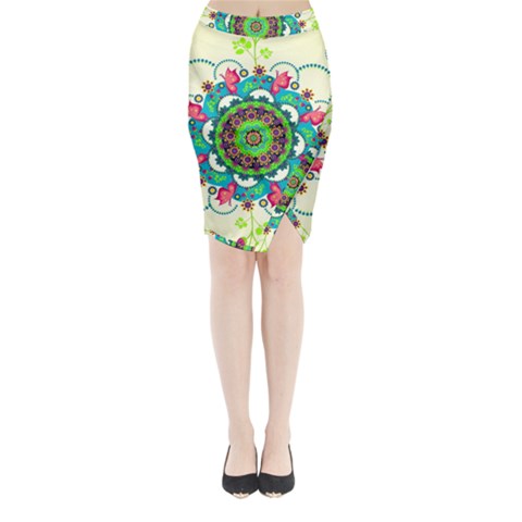 Mandala Flowers, Abstract, Butterflies, Floral, Pattern Midi Wrap Pencil Skirt from ArtsNow.com