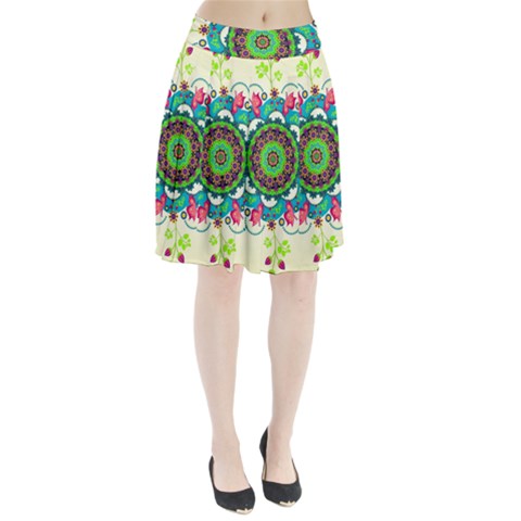 Mandala Flowers, Abstract, Butterflies, Floral, Pattern Pleated Skirt from ArtsNow.com