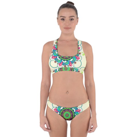 Mandala Flowers, Abstract, Butterflies, Floral, Pattern Cross Back Hipster Bikini Set from ArtsNow.com