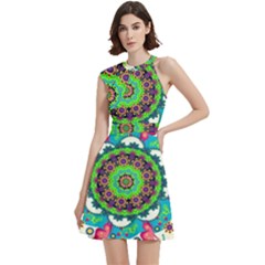 Cocktail Party Halter Sleeveless Dress With Pockets 