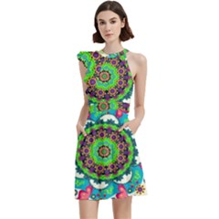 Cocktail Party Halter Sleeveless Dress With Pockets 