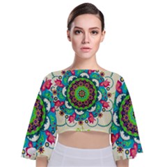 Tie Back Butterfly Sleeve Chiffon Top 